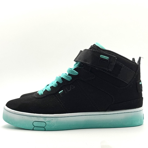 NWOT FILA V10 Lux Color Fade High-top Sneakers Black/Teal Velcro Lace-up Sz 6.5 - Picture 3 of 9